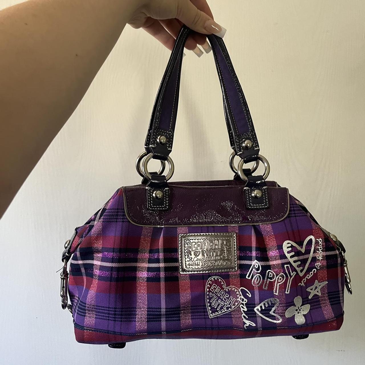 COACH Poppy Double Zip Wristlet in Studded Leather in Purple | Lyst