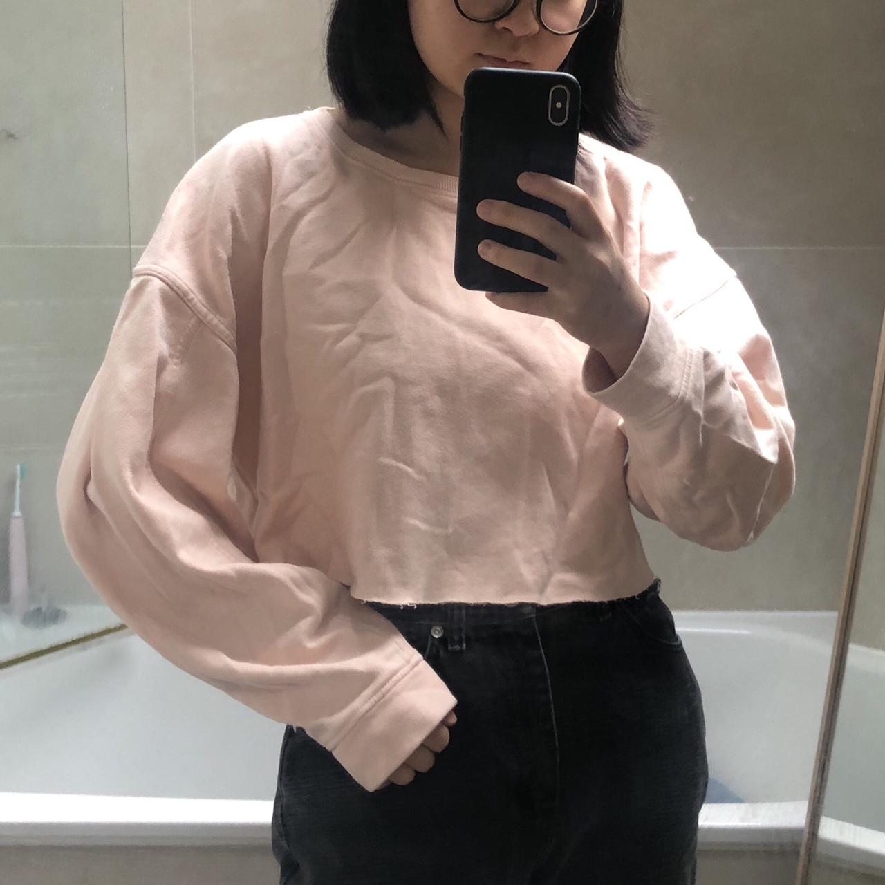 Cropped baby pink Zara jumper, really soft and... Depop