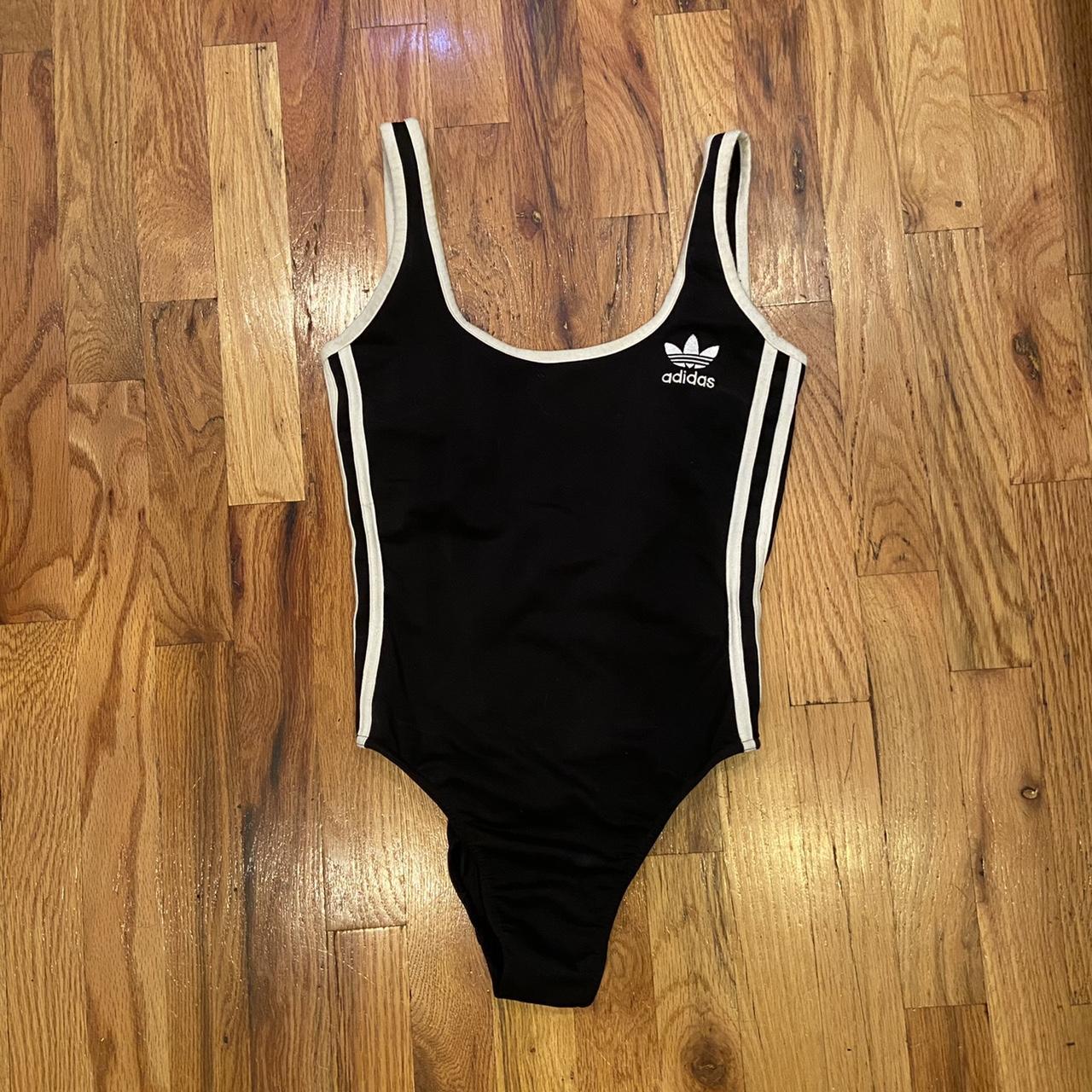 Adidas Women's Black and White Swimsuit-one-piece | Depop