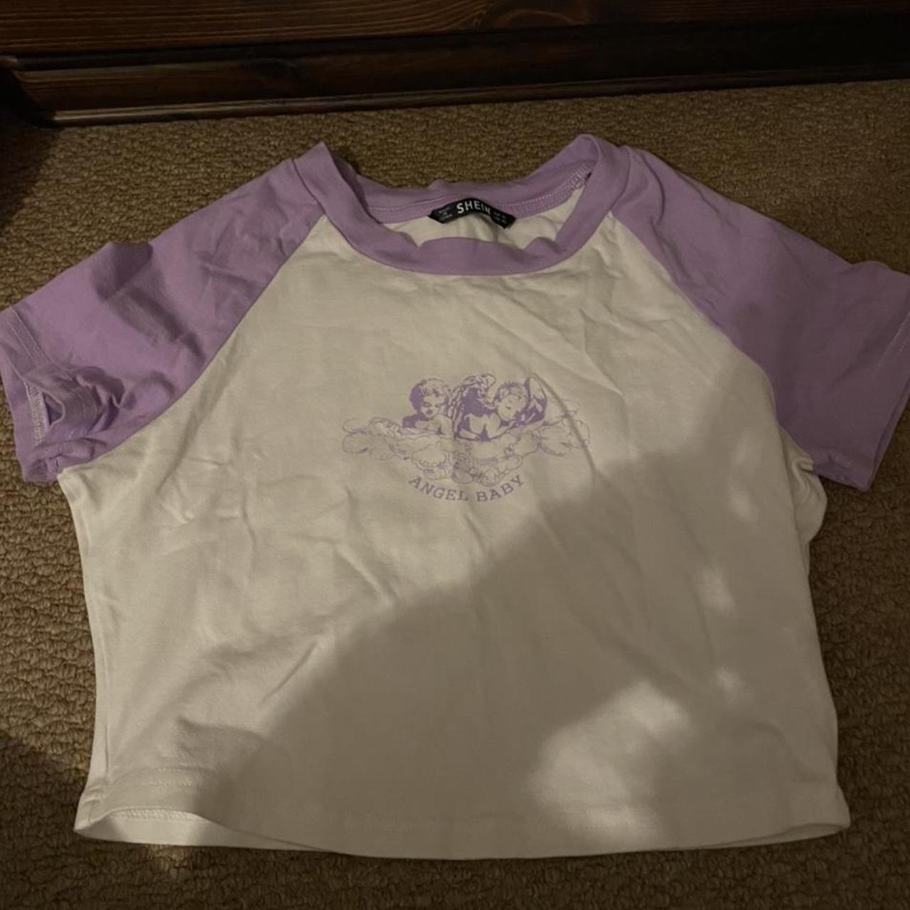 White and purple crop top size 6 XS perfect... - Depop