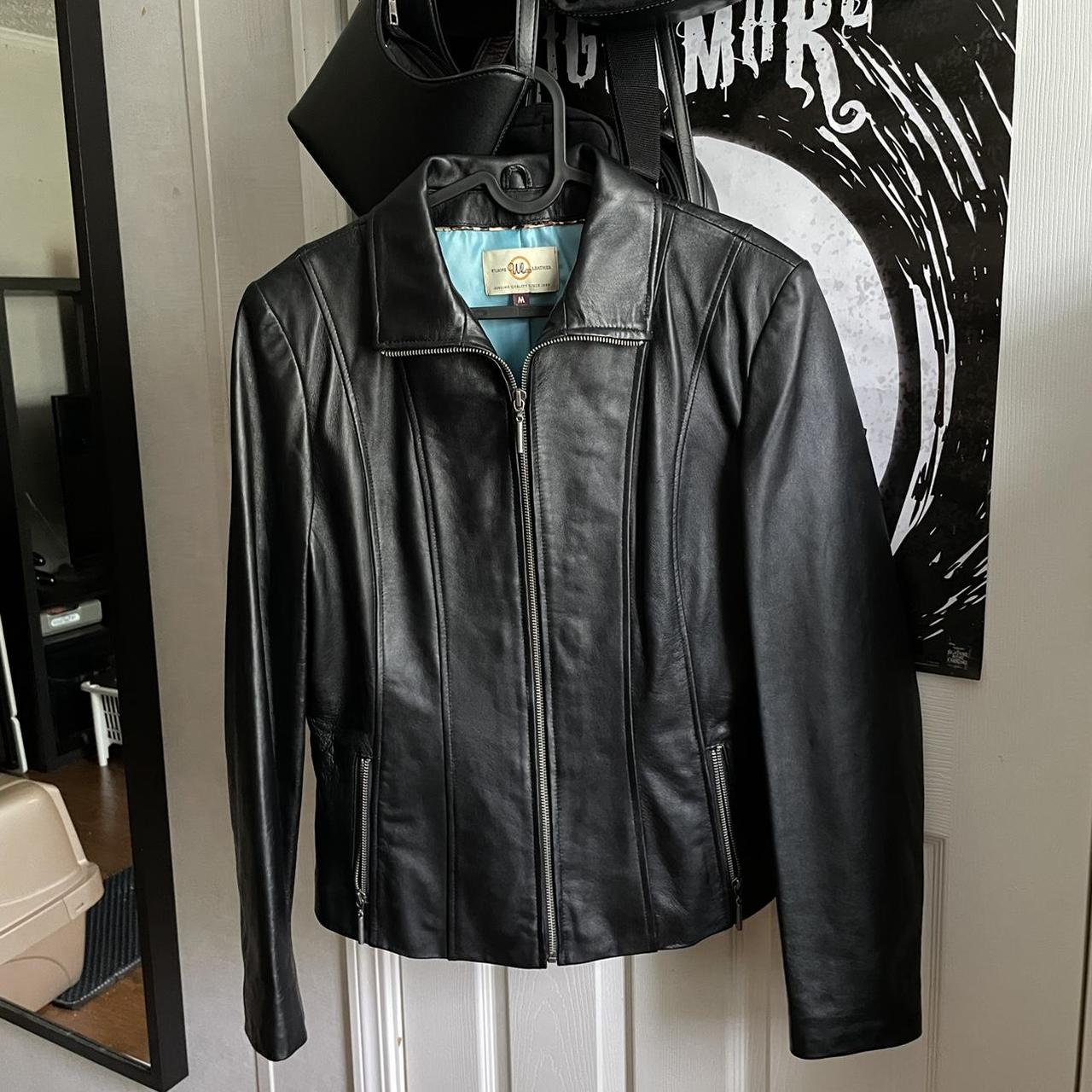 Early 2000s leather jacket ~in great condition ~no... - Depop