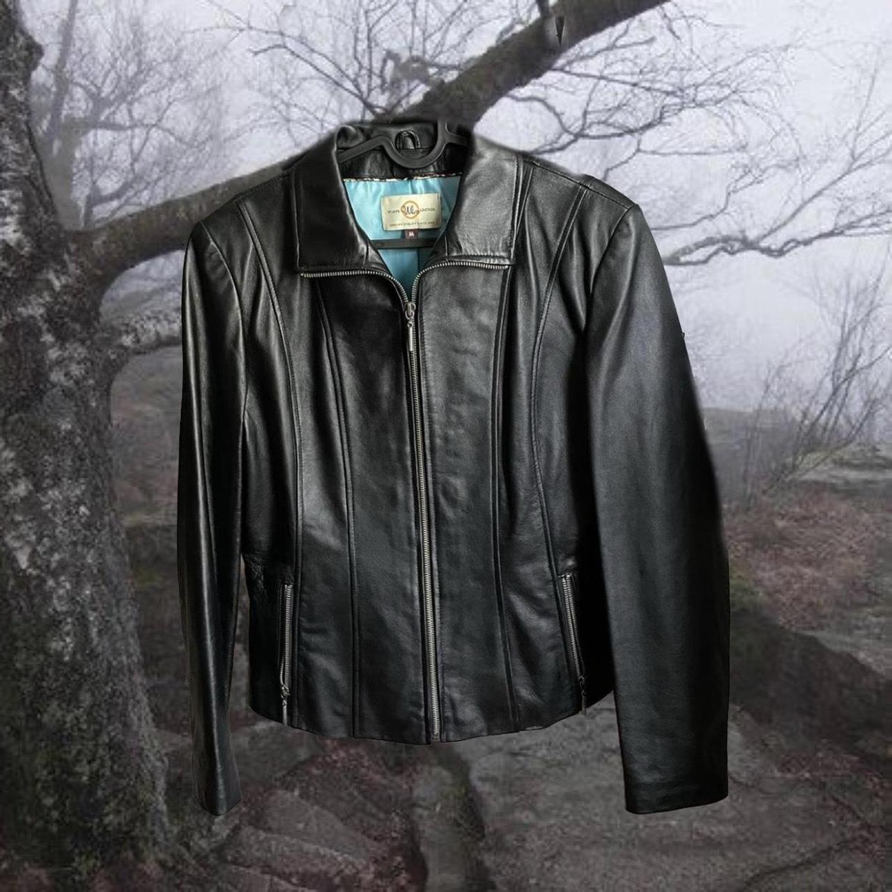 Early 2000s leather jacket ~in great condition ~no... - Depop