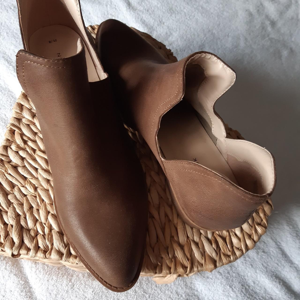 Boots Womens Tan Boots size 8 heel 1" from New Look... Depop