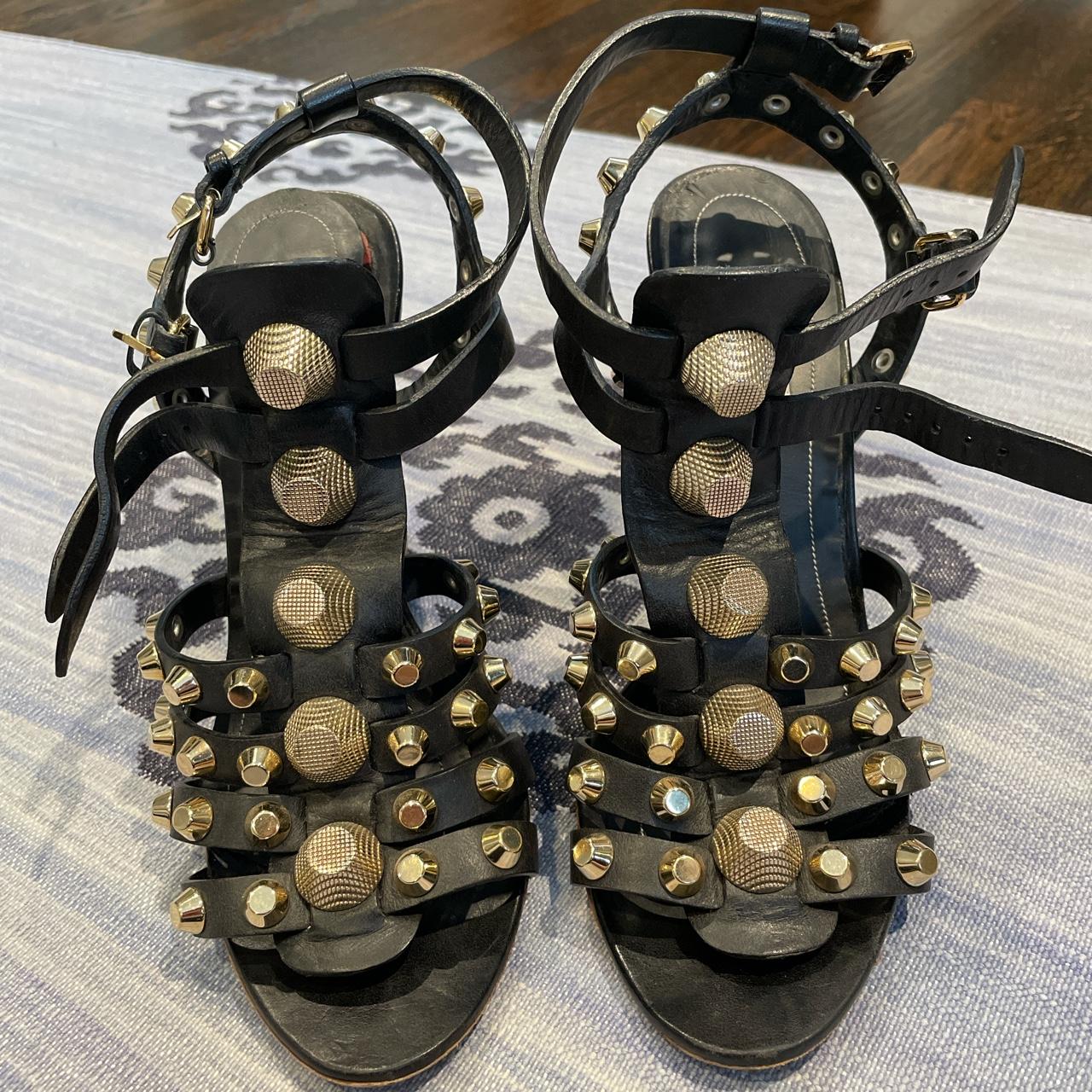 balenciaga black gladiator sandal wedge. little sole... - Depop