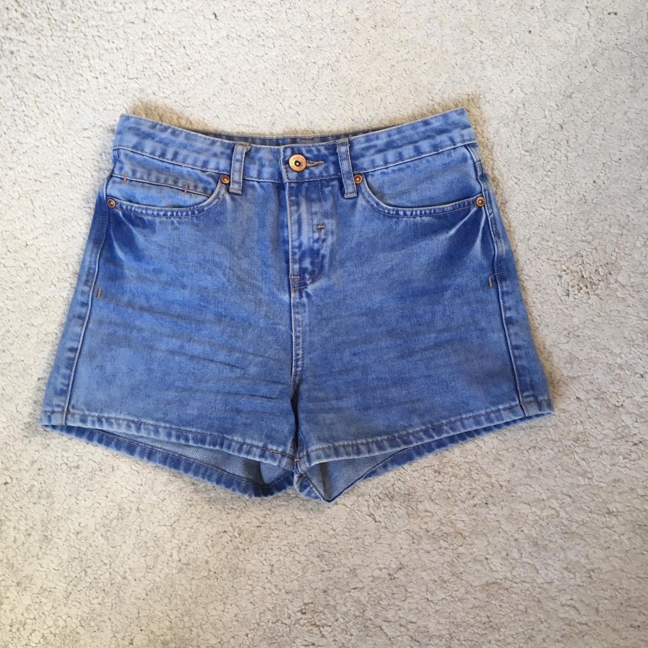 New Look high waisted denim short in blue