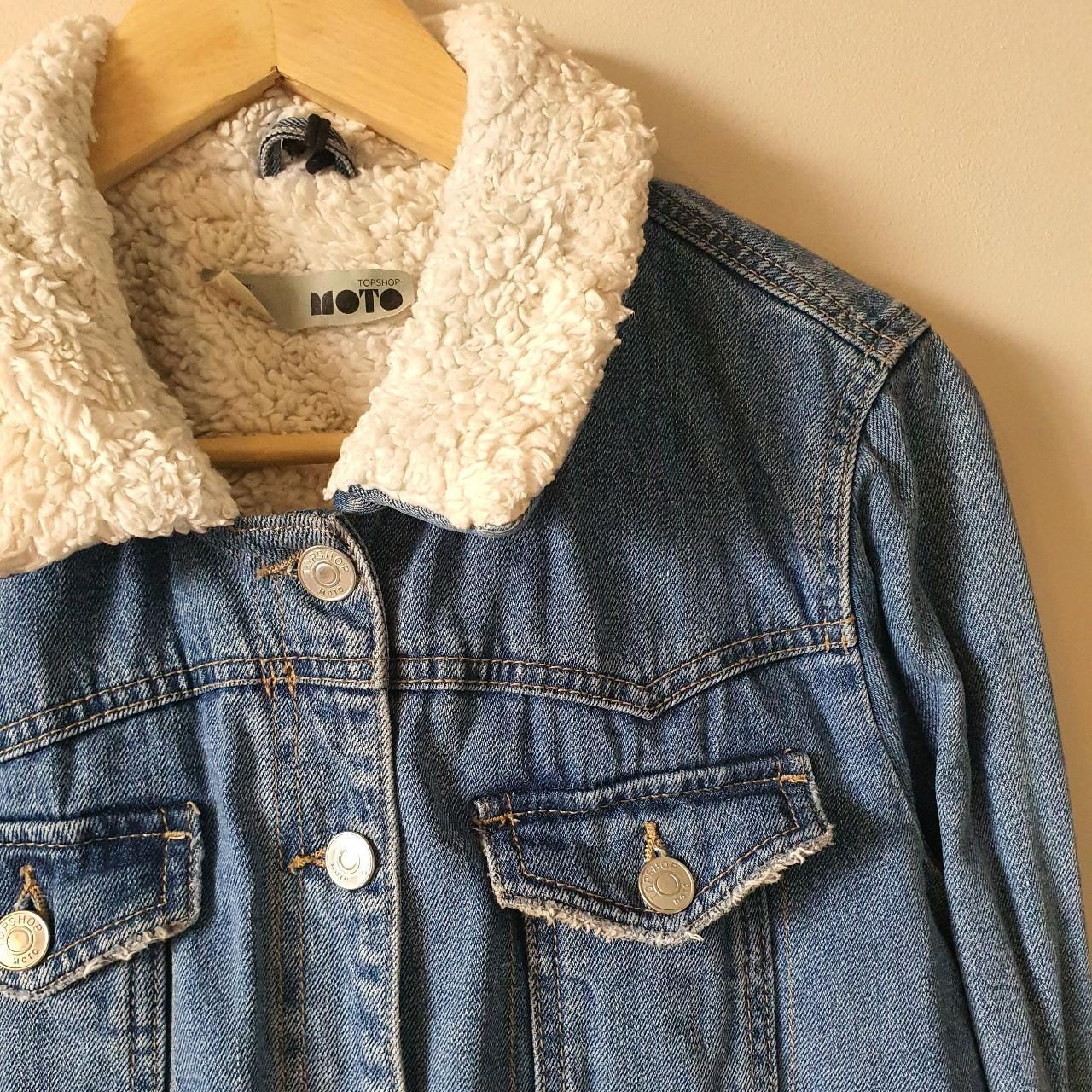 Moto Denim Sherpa Jacket Heavyweight, super... Depop