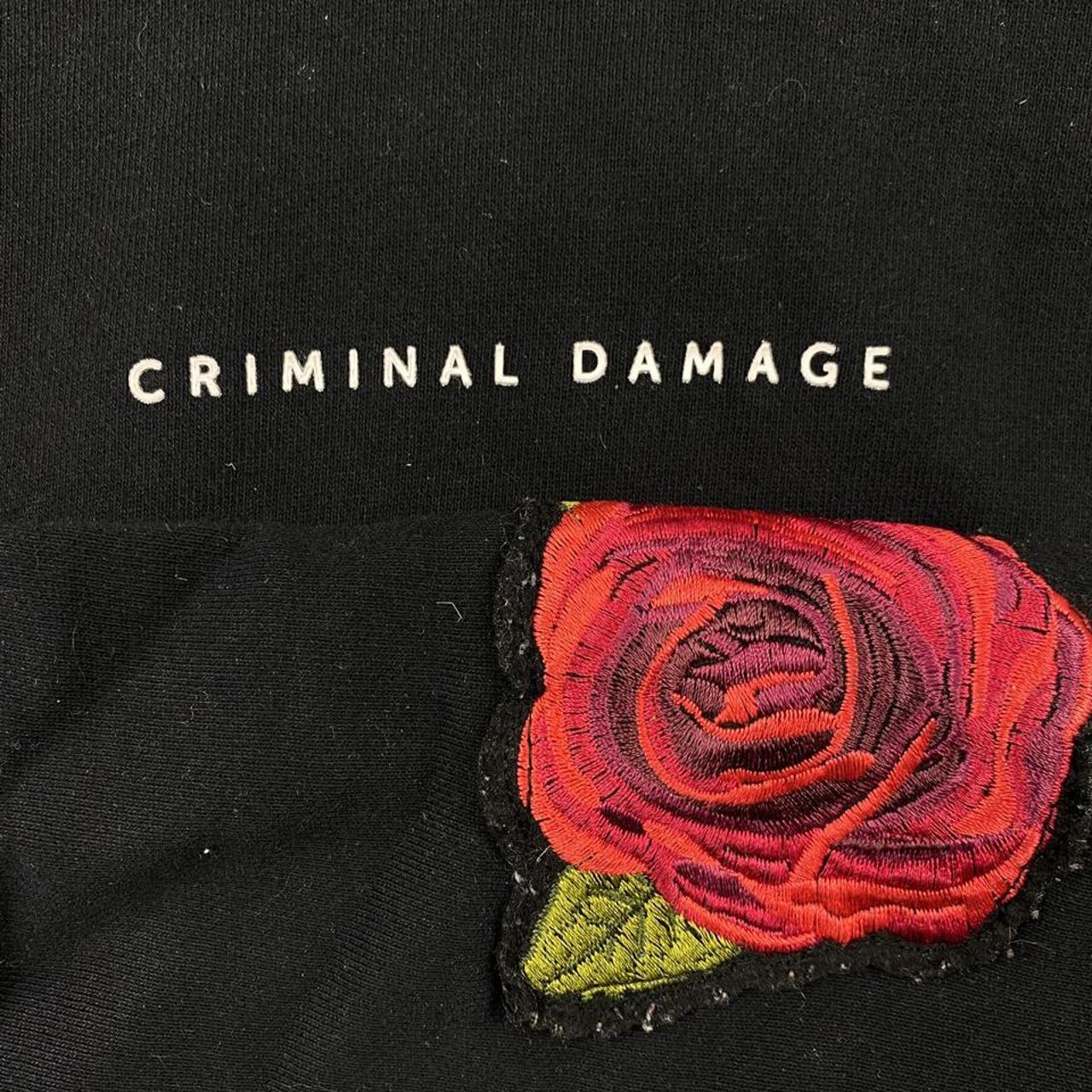 Criminal Damage Embroidered Rose Hoodie White marks