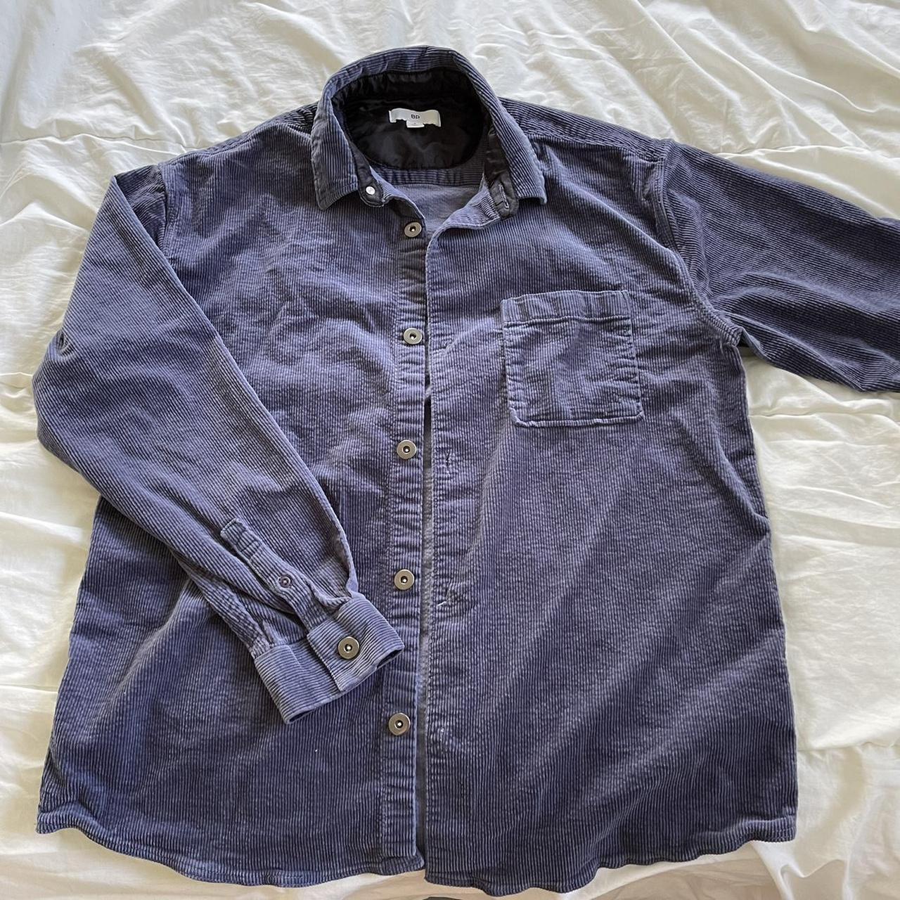 blue corduroy collared button up shirt 🌀 super soft... - Depop