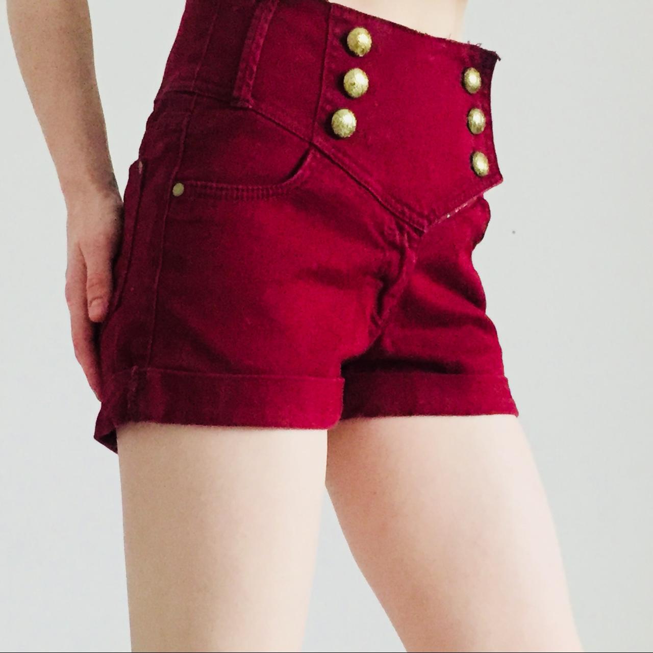 High waisted shorts on sale burgundy