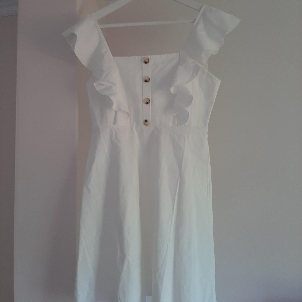 Women's White and Khaki Dress Depop