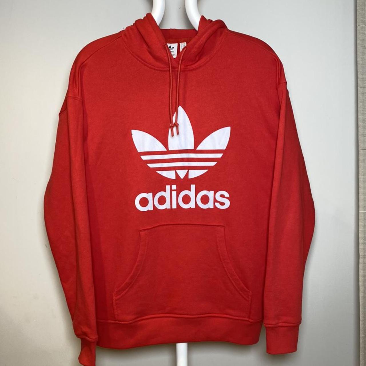 Red Adidas Oversized Vintage Mesh Hoodie Ultra... - Depop