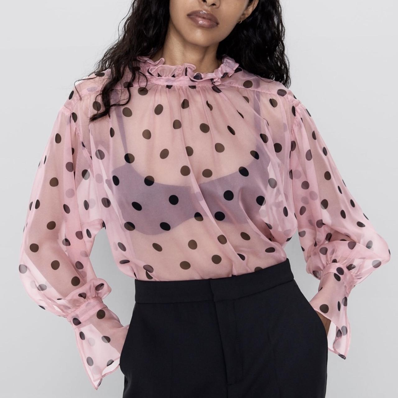 Ladies Blouses Zara Pink Polka Dot Top Zara Tops Zara Womens Brown