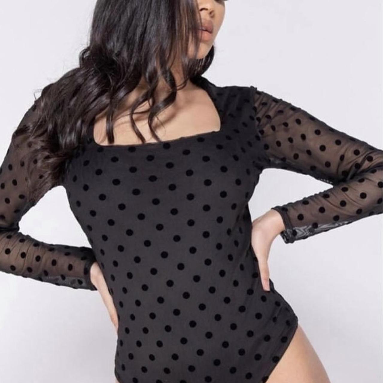 Polka Dot Mesh Square Neck Bodysuit Message me. Depop