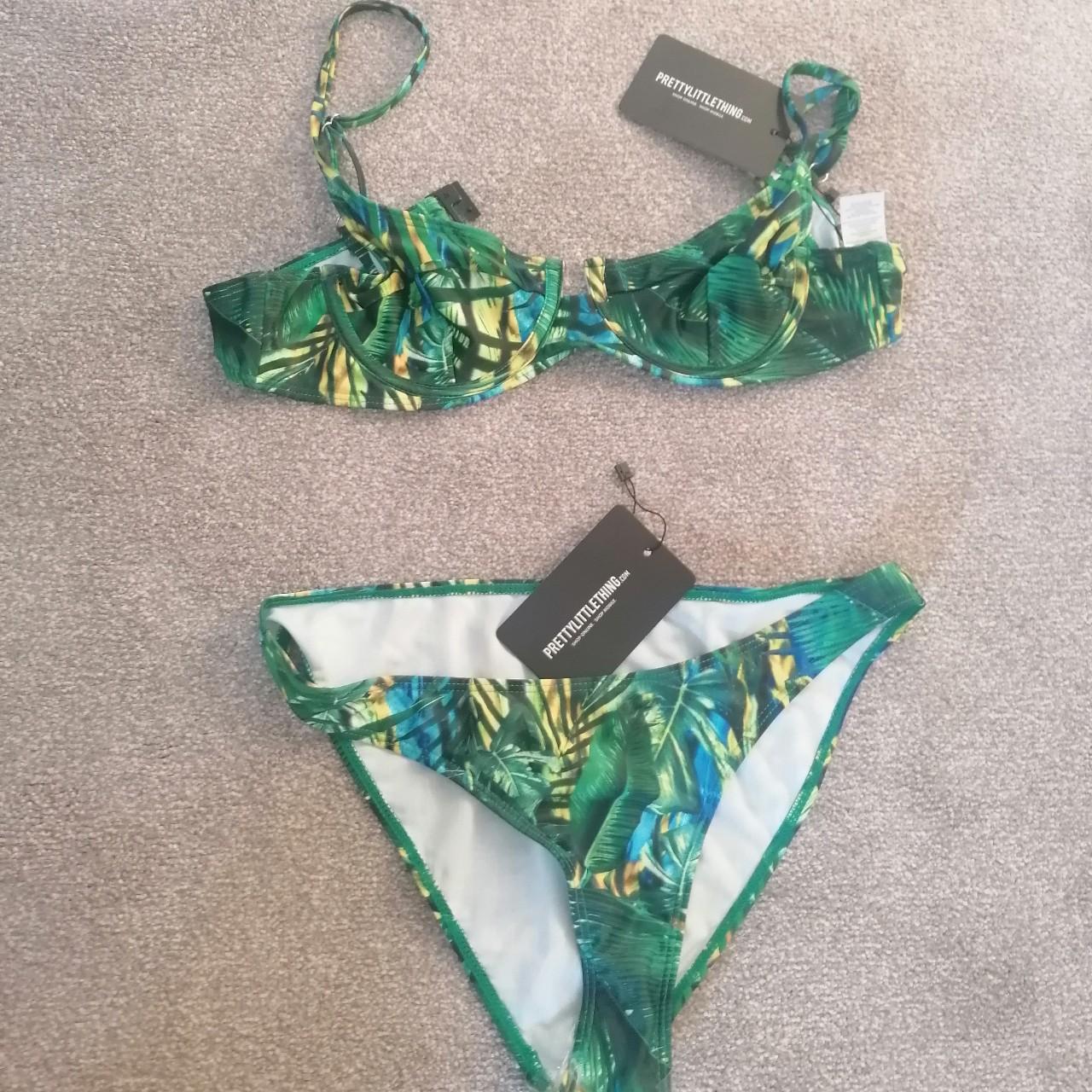 Pretty Little thing tropical bikini top and bottoms,... - Depop