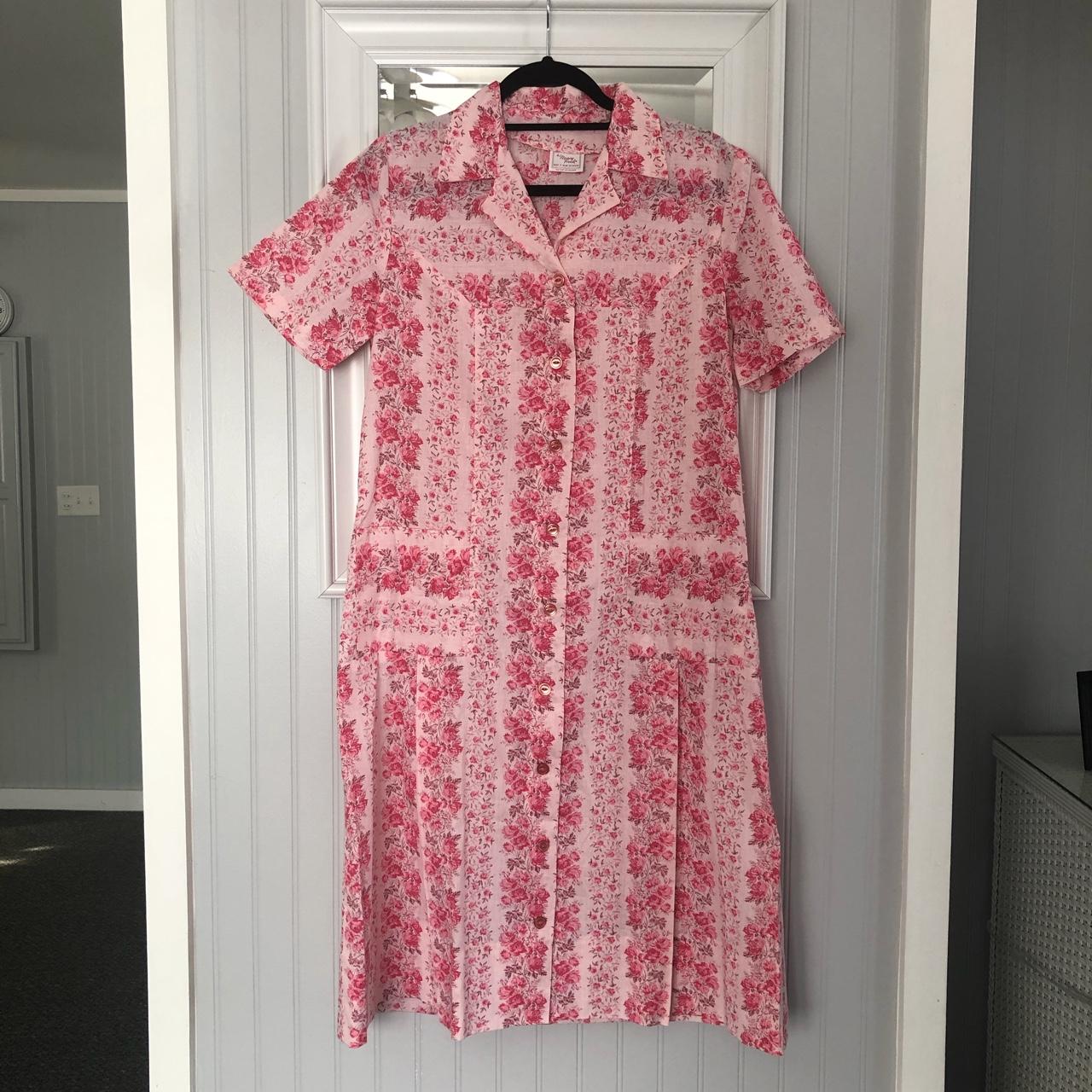 Pink floral vintage A Nancy Frock dress, 1960s and... - Depop