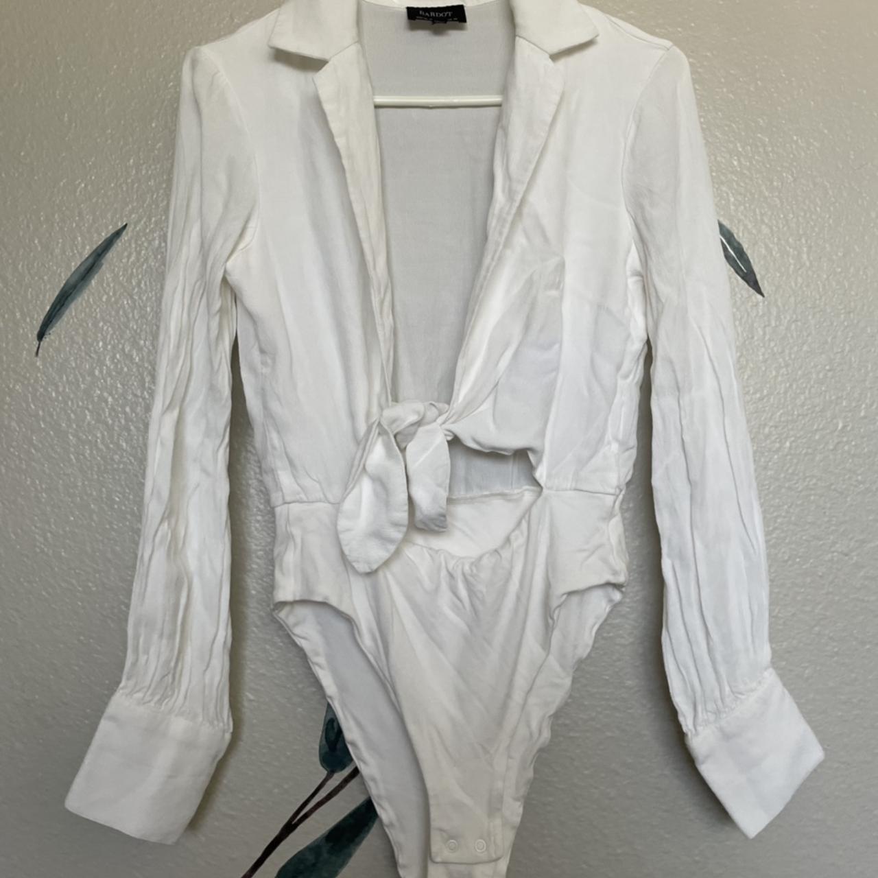 Reformation Women's White Bodysuit Depop