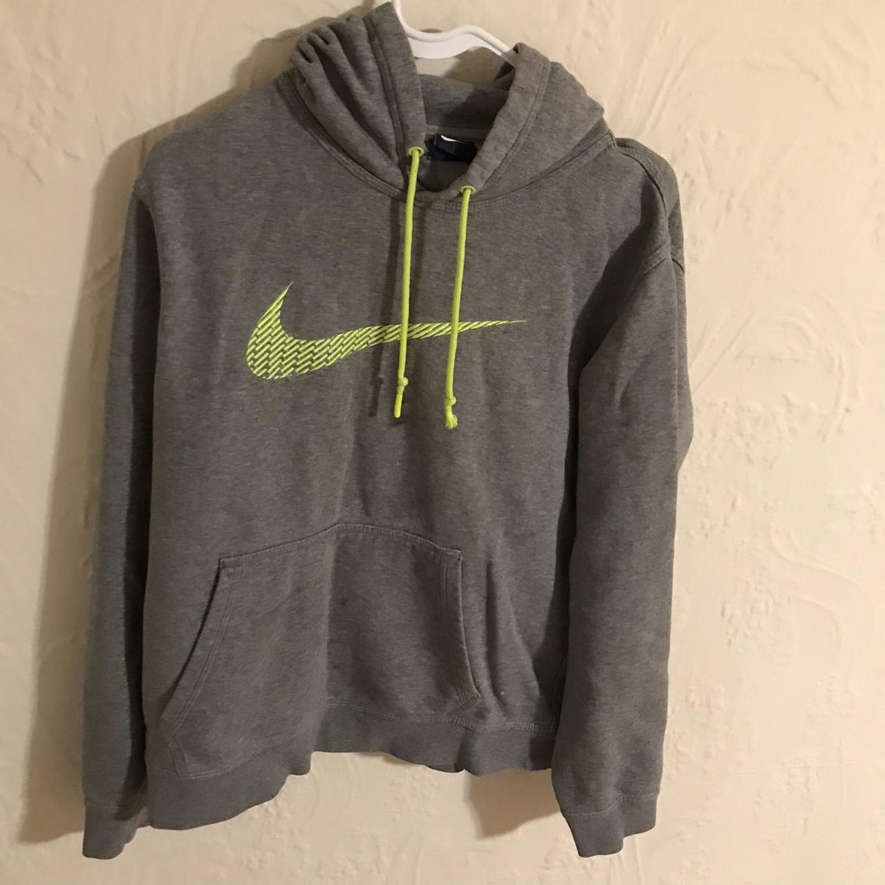 grey and neon green nike hoodie