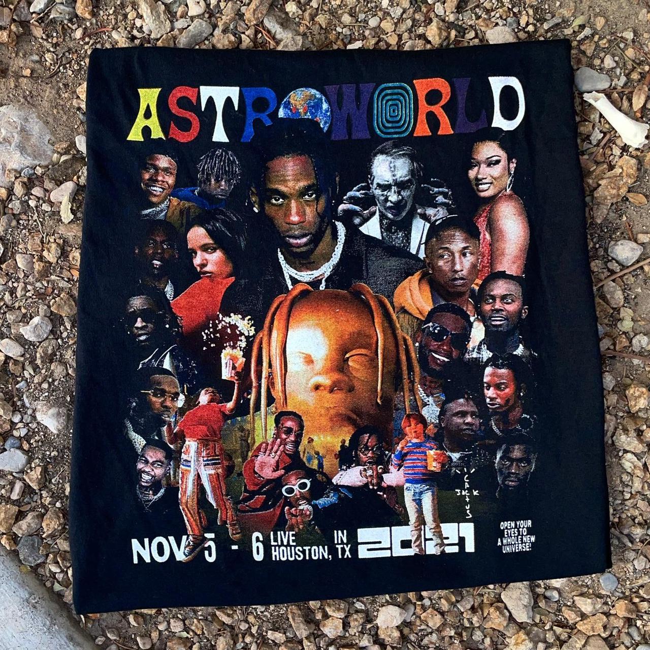 2021 Travis Scott Astroworld Shirt. Solid Black... - Depop