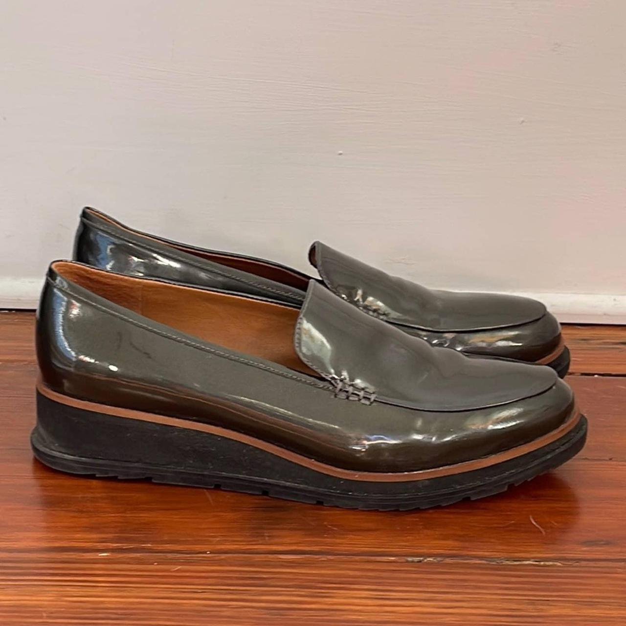 franco sarto black patent loafers