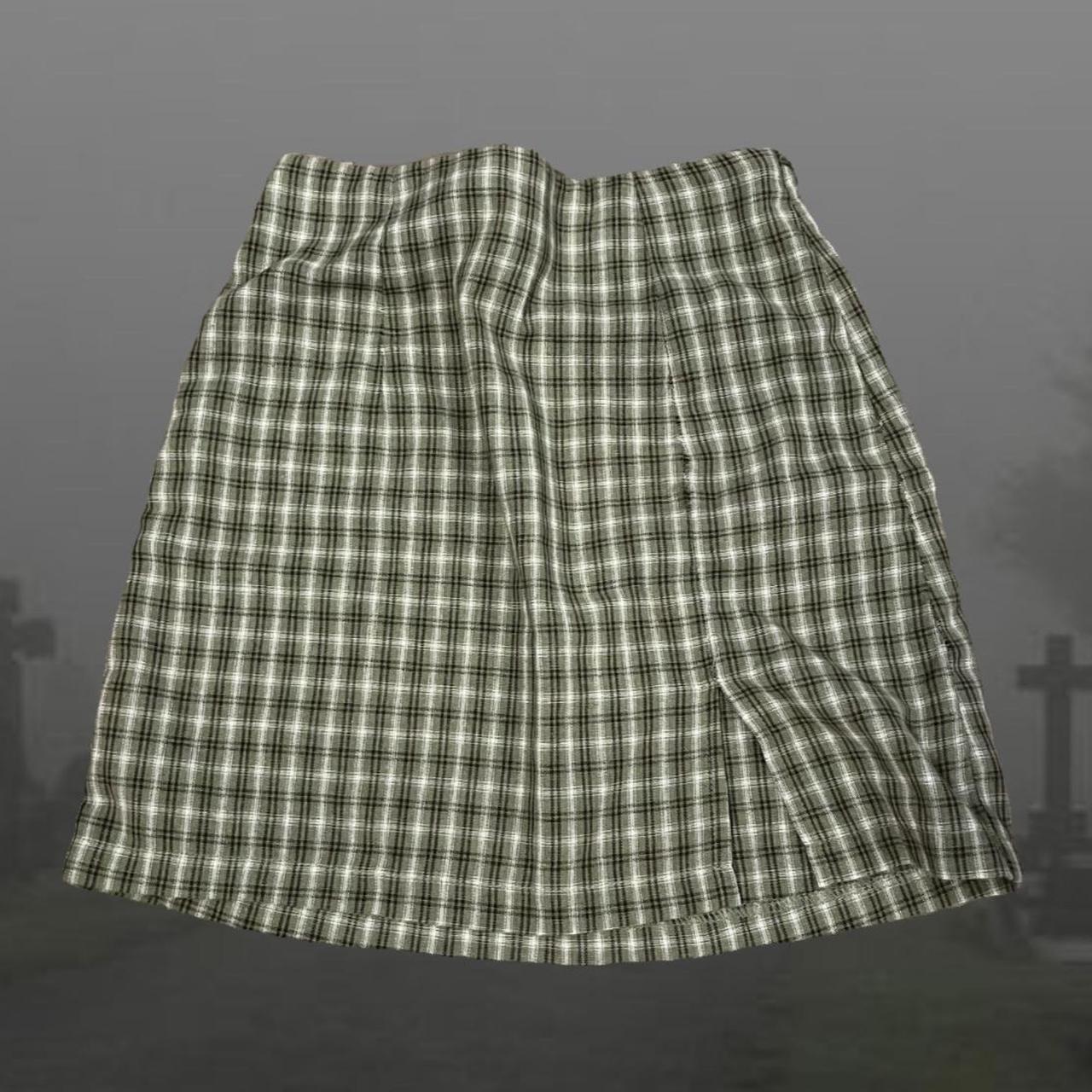 green plaid mini skirt super versatile and perfect... - Depop