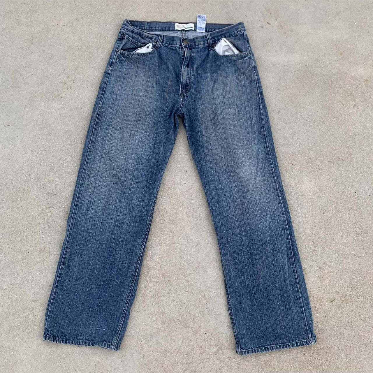 vintage levis denim jeans dark blue wash distressed... - Depop