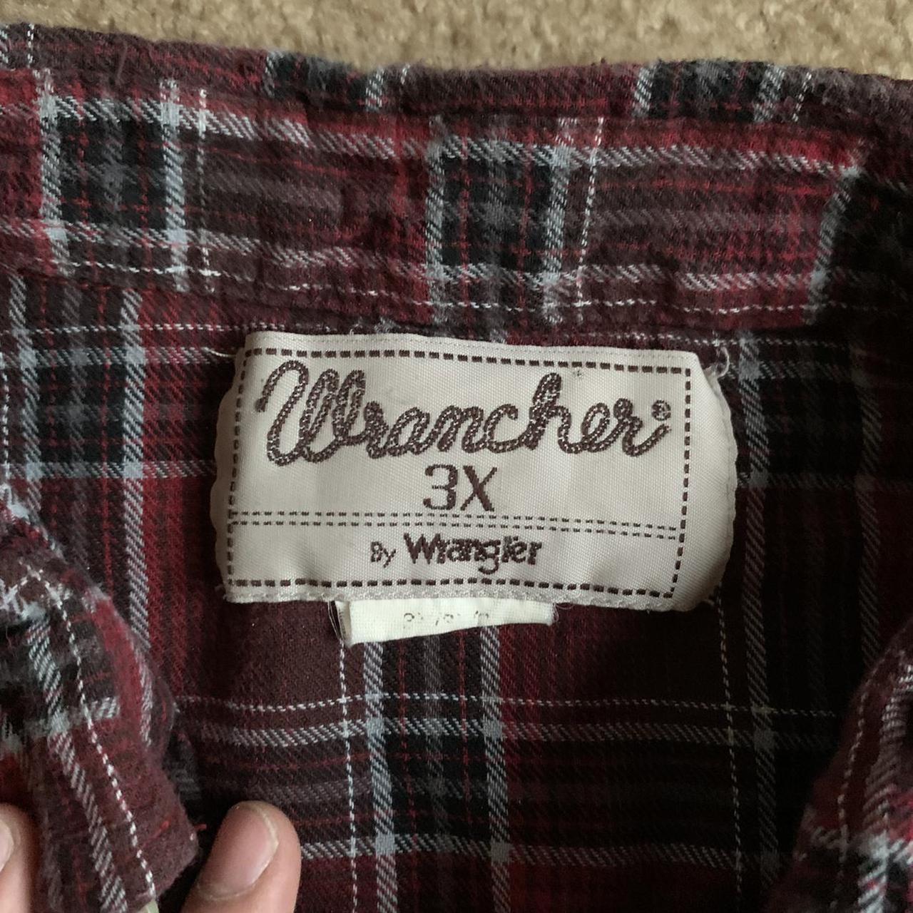 vintage wrangler button down flannel pocket button... - Depop