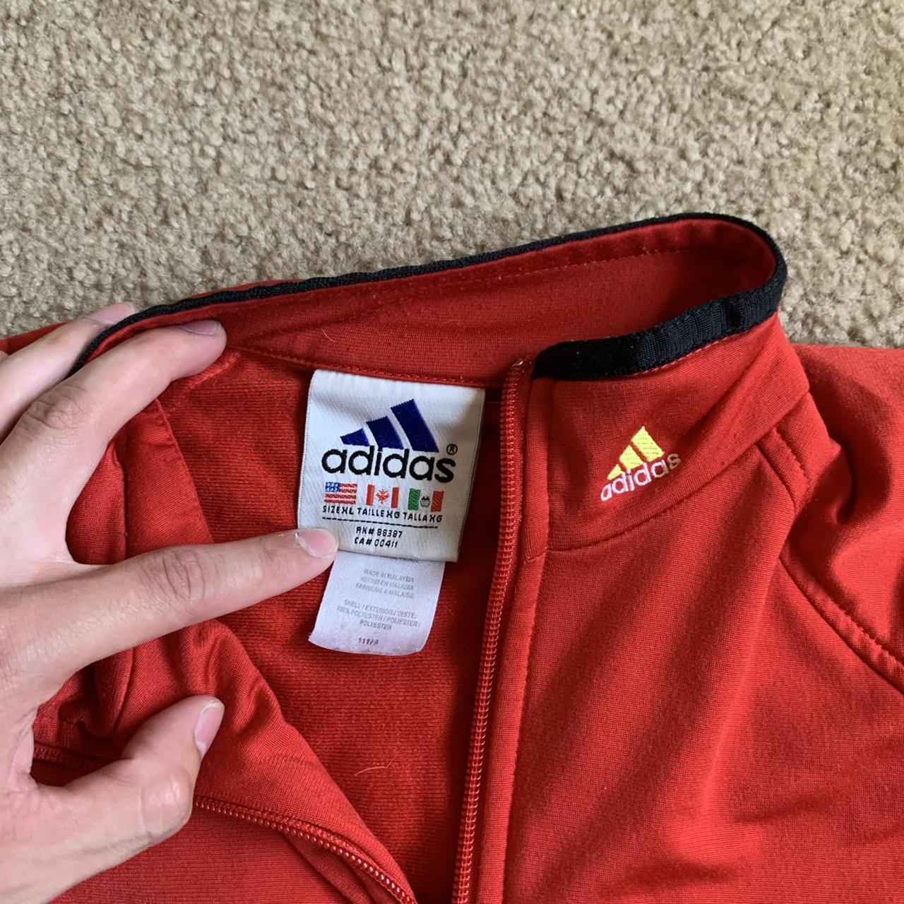 vintage adidas jacket track style three stripes blue... - Depop