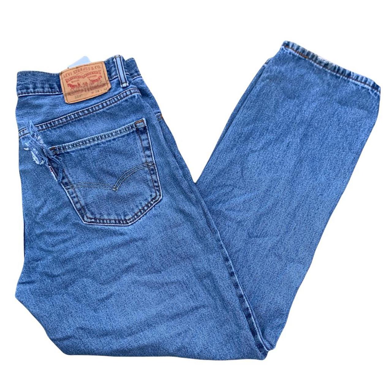 vintage levis 550 denim jeans distressed look... - Depop
