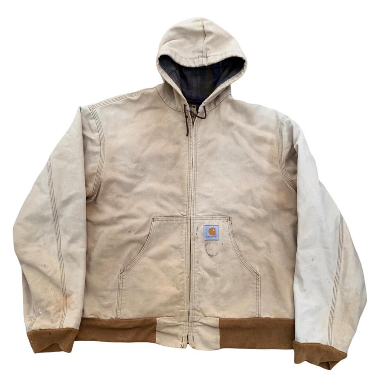 vintage carhartt jacket with hoodie full zip up... - Depop