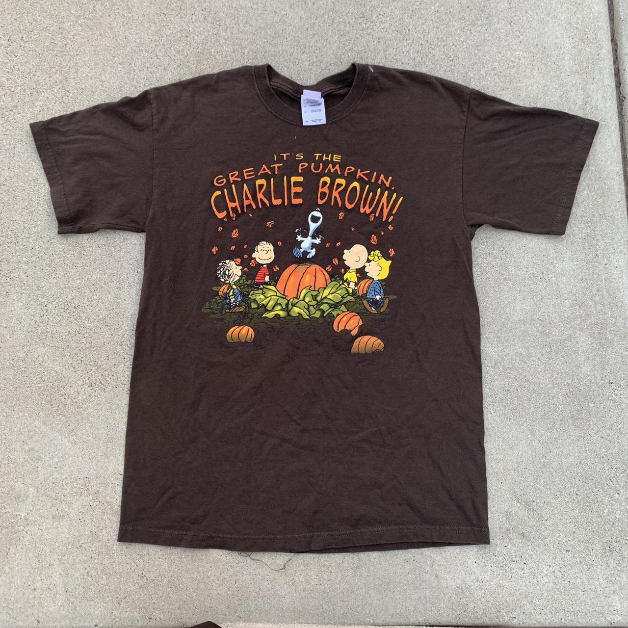 vintage charlie brown thanksgiving pumpkin graphic... - Depop