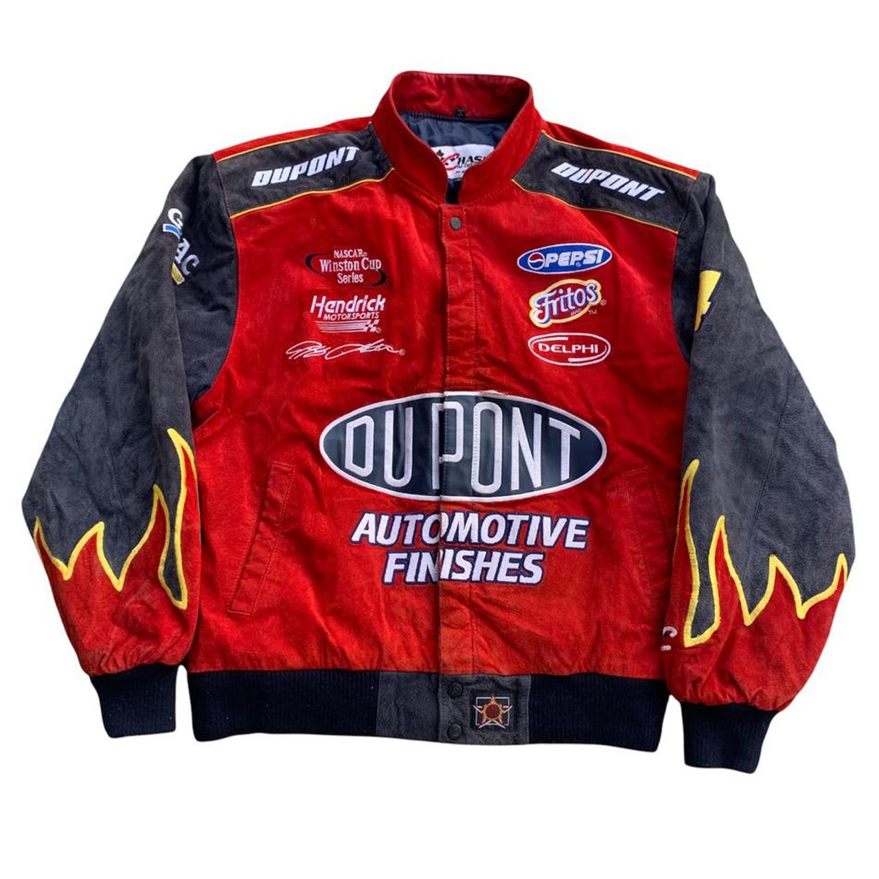 y2k chase authentics racing denim jacket dupont... - Depop