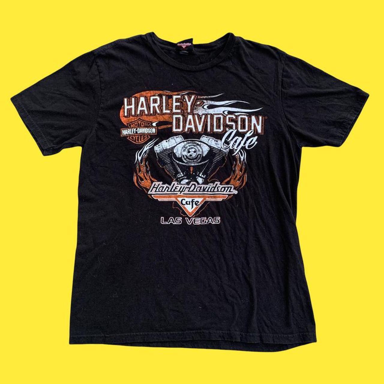 vintage harley davidson graphic tee motorcycle logo... - Depop