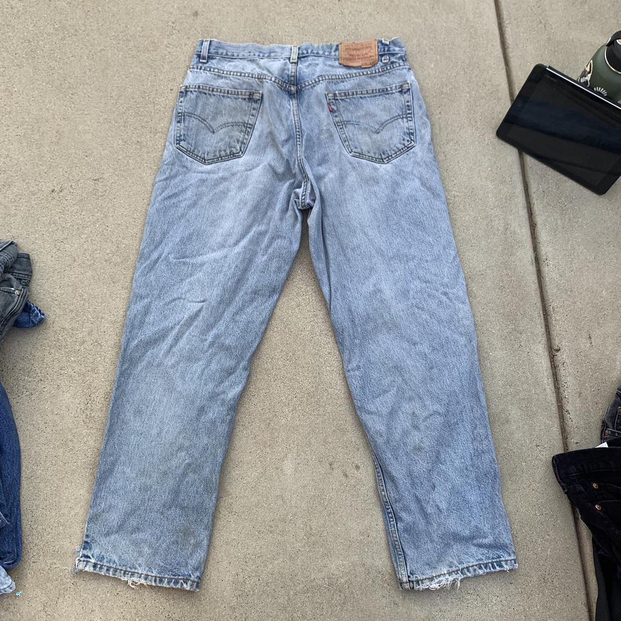 - vintage levis 550s 90s light blue wash distressed... - Depop