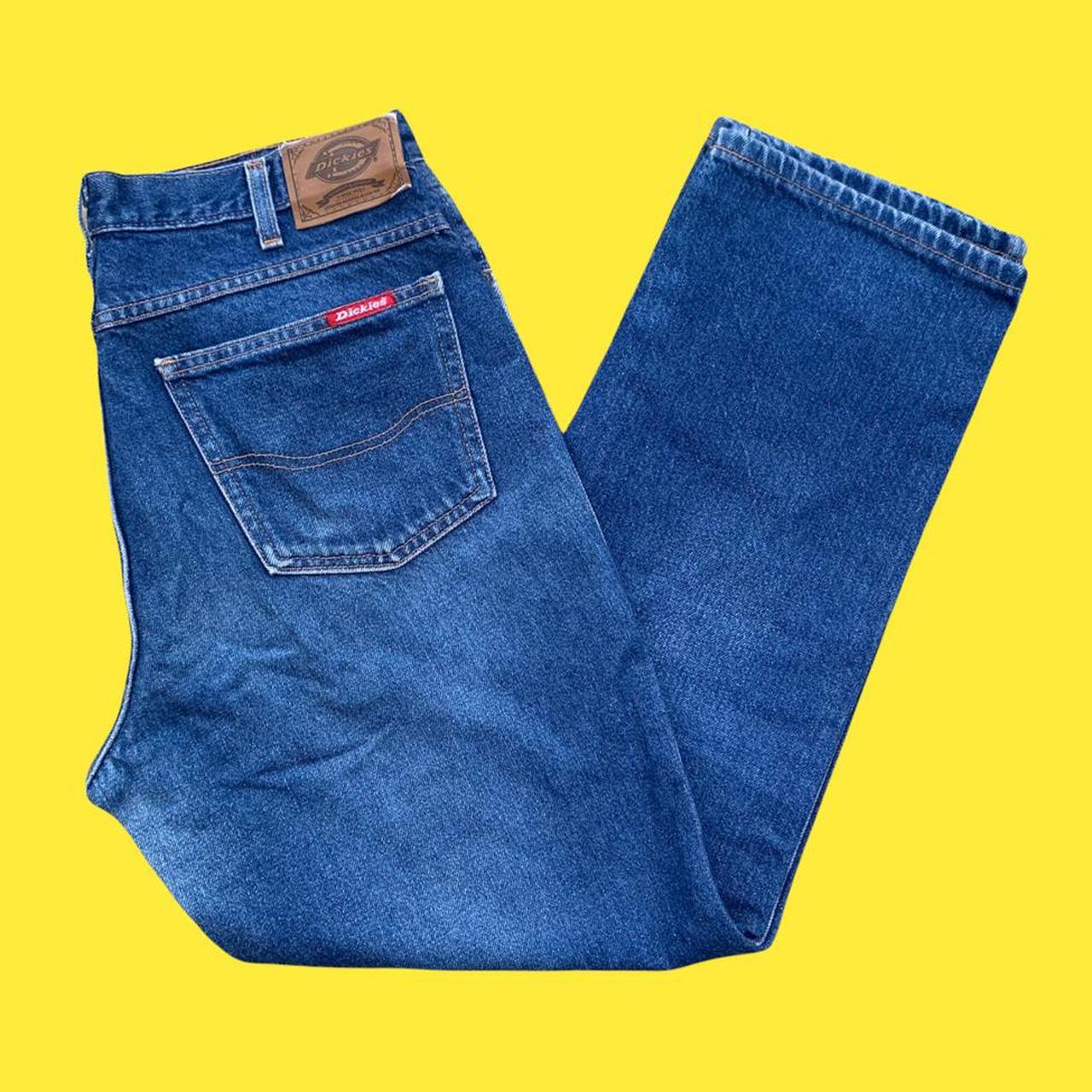 - vintage 90s dickies jeans work painter denim dark... - Depop