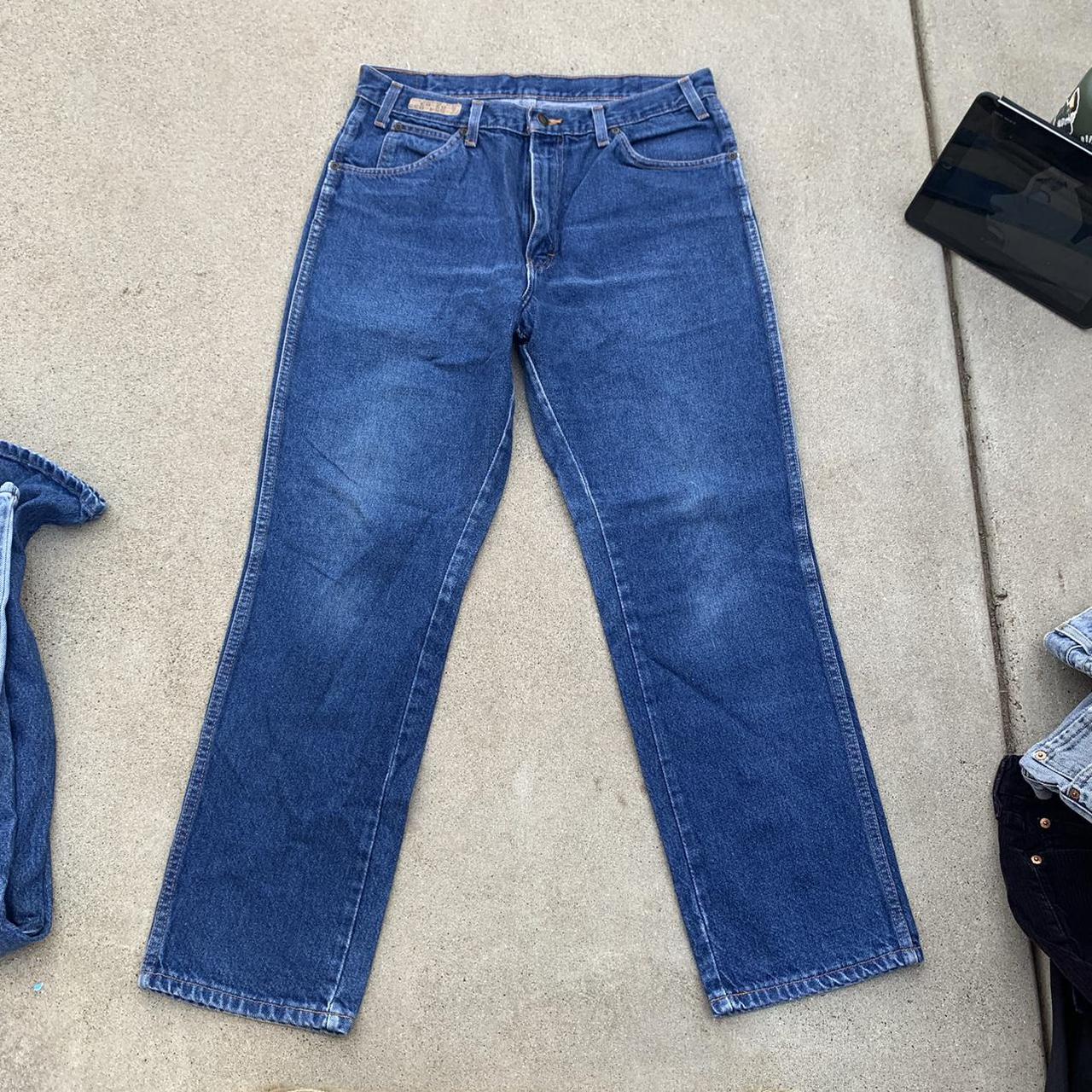 - vintage 90s dickies jeans work painter denim dark... - Depop