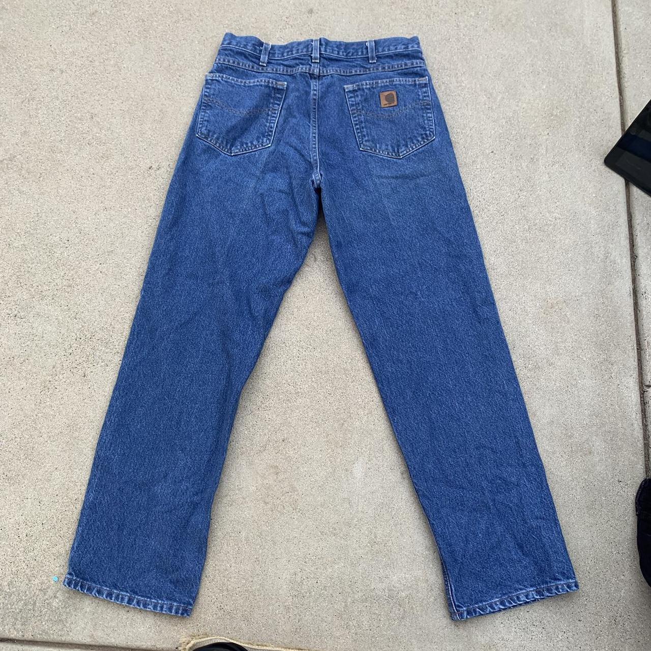 - vintage carhartt jeans work painter denim dark... - Depop