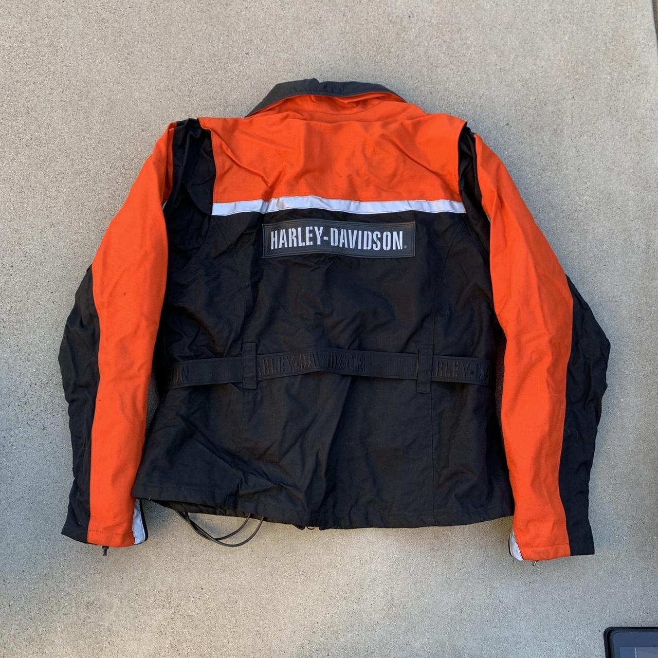 Harley Davidson Women's Orange and Black Jacket | Depop