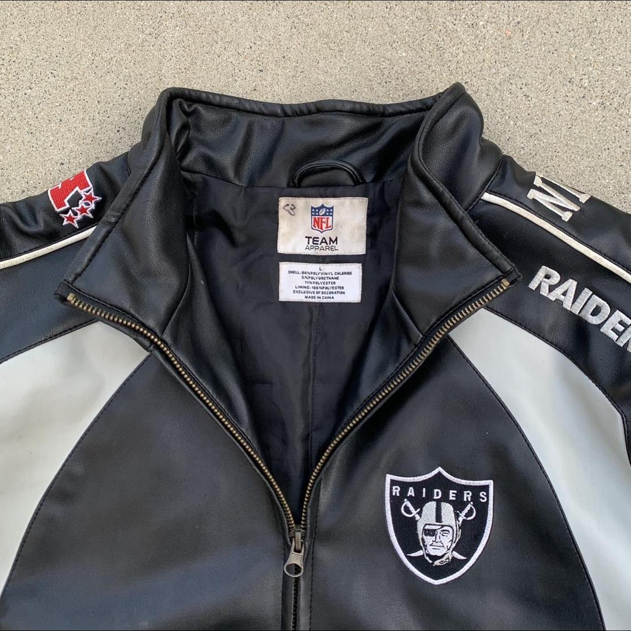 Oakland Raiders leather jacket afc nfl football team... - Depop