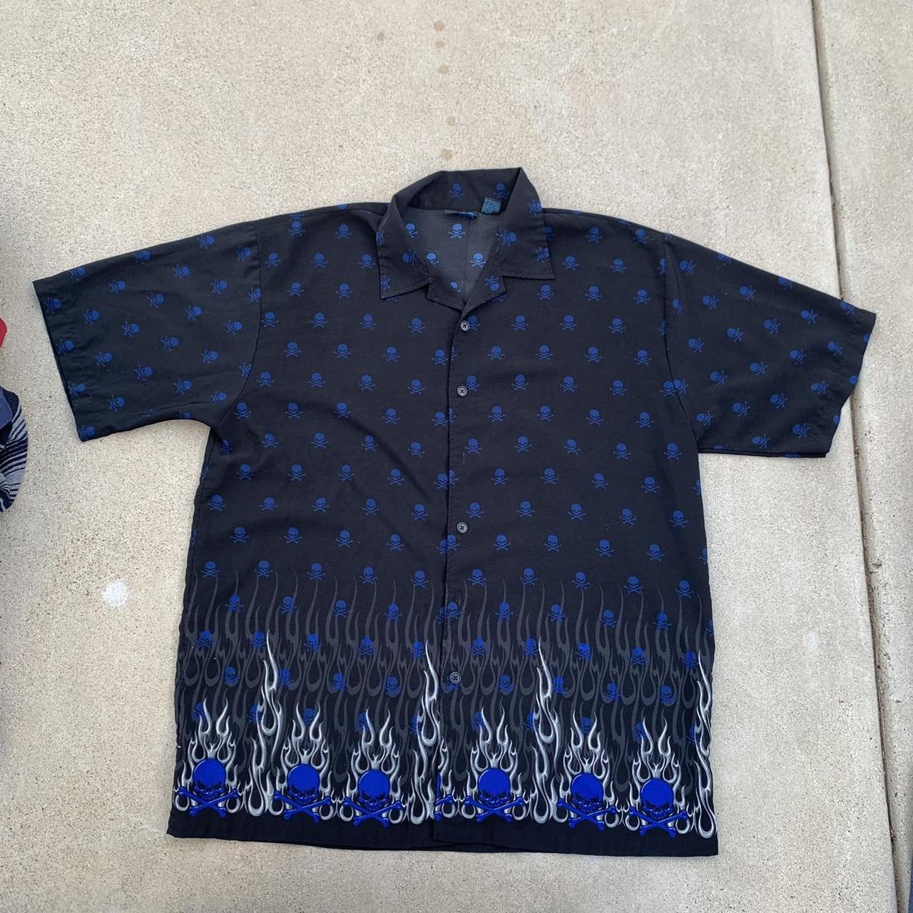 cybery2k button up shirt grunge skater MT2 skull... Depop
