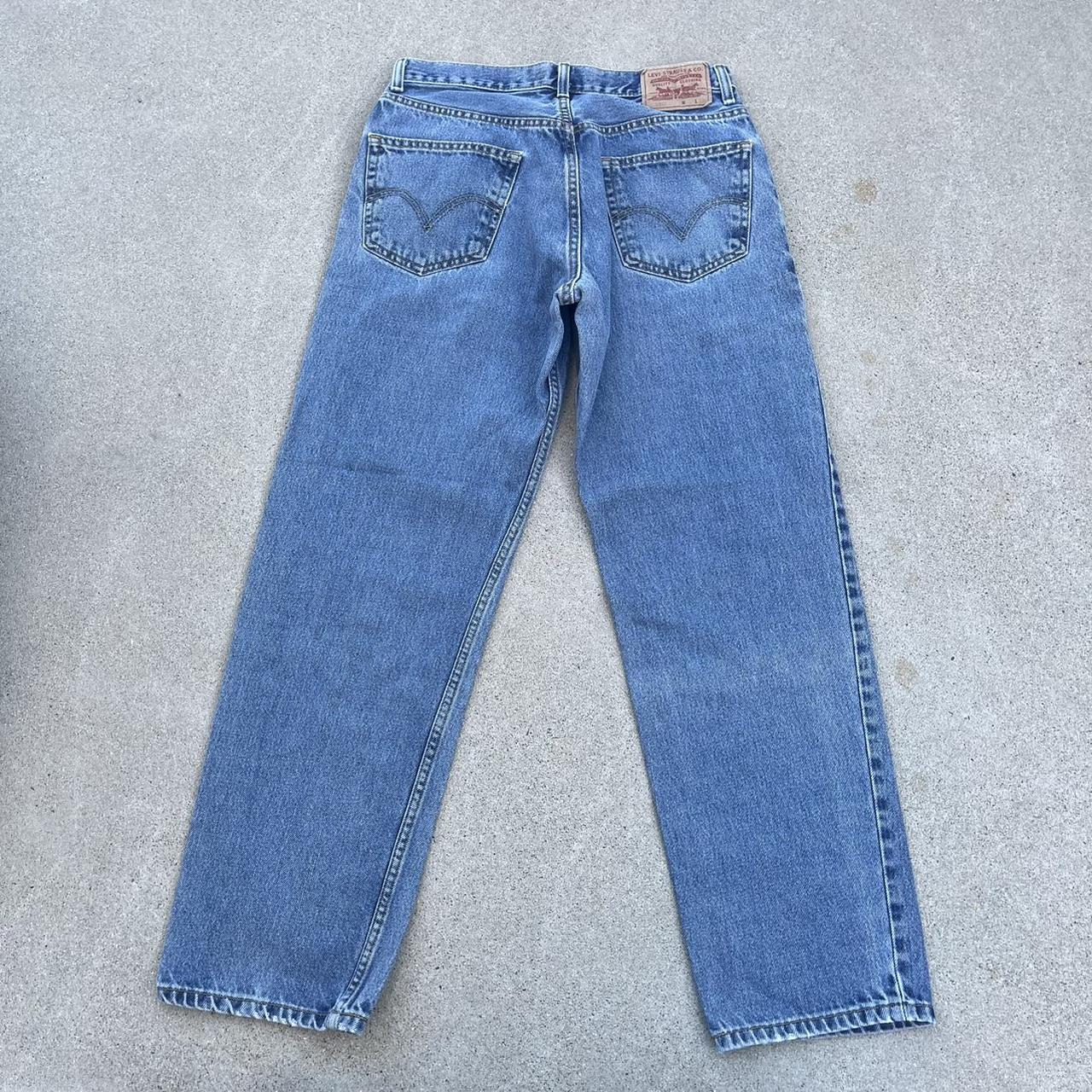 - vintage levis 550 light blue wash distressed jeans... - Depop