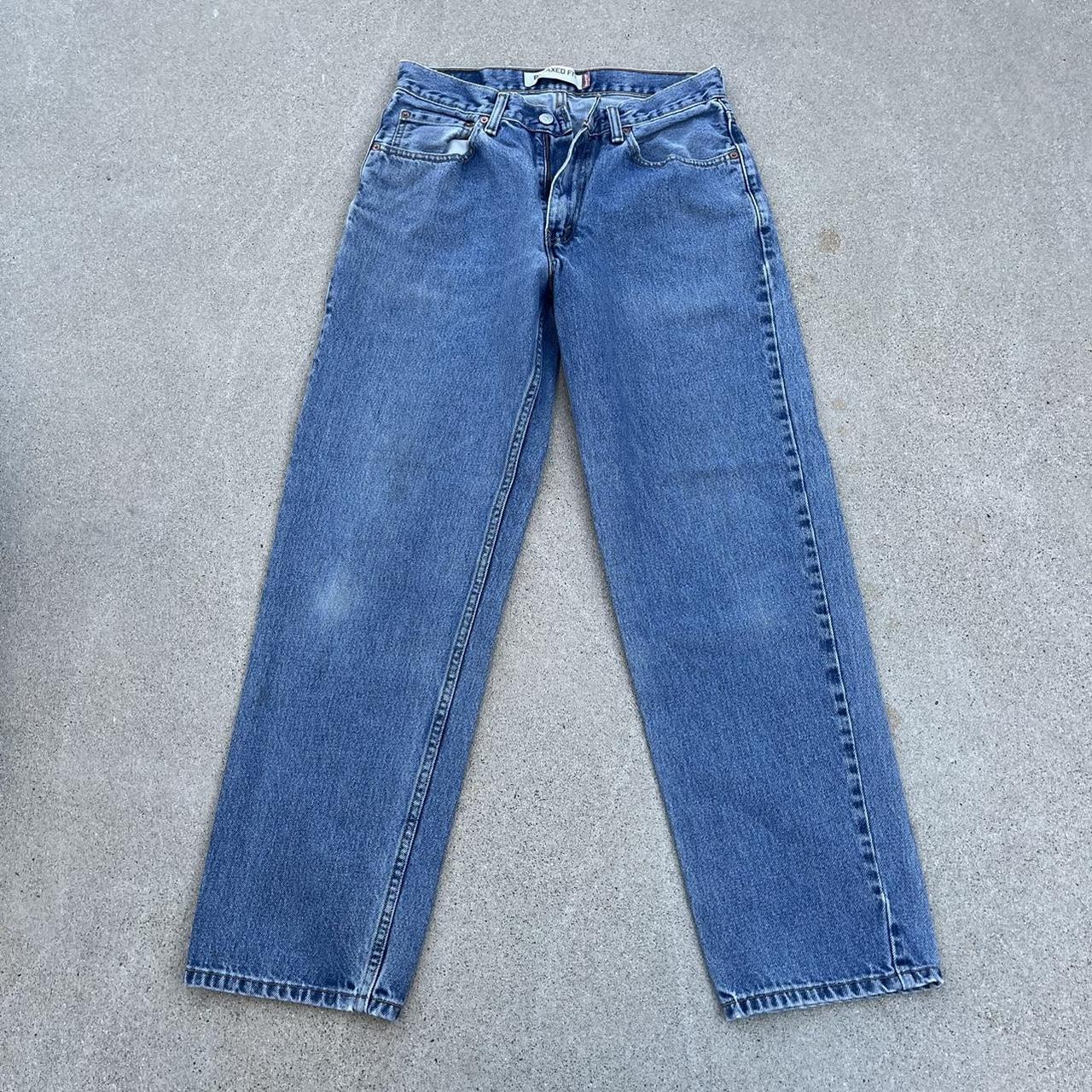 - vintage levis 550 light blue wash distressed jeans... - Depop