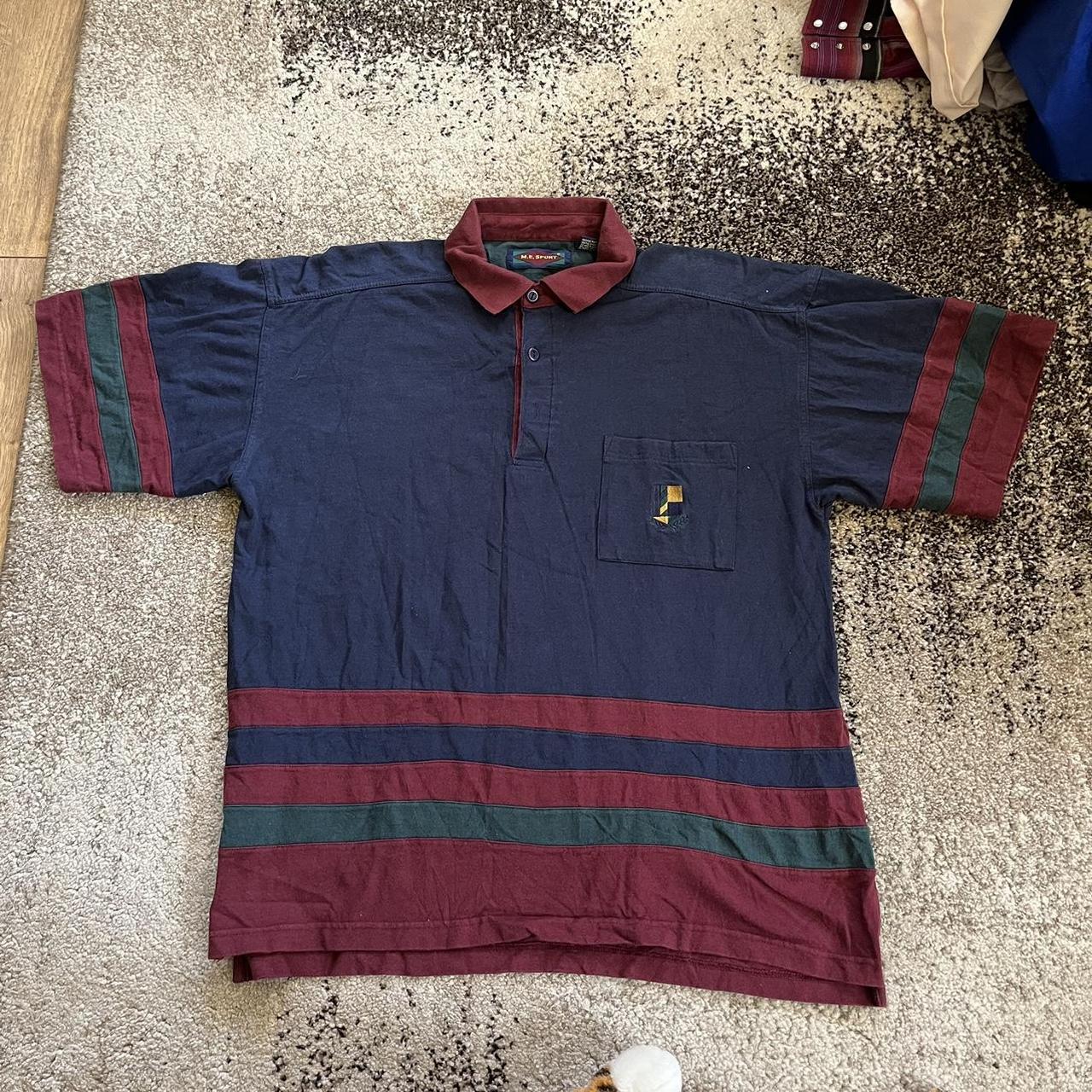 Izod Men's Navy and Burgundy Polo-shirts | Depop