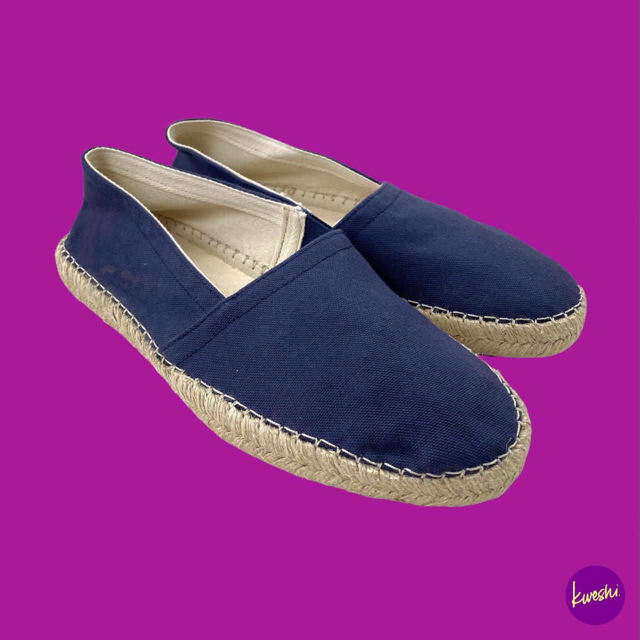 Men's Navy and Tan Espadrilles Depop