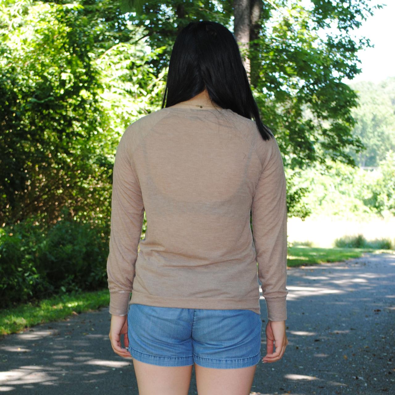 Revamped Taupe Long Sleeve with Patterned Pocket 🐮... - Depop
