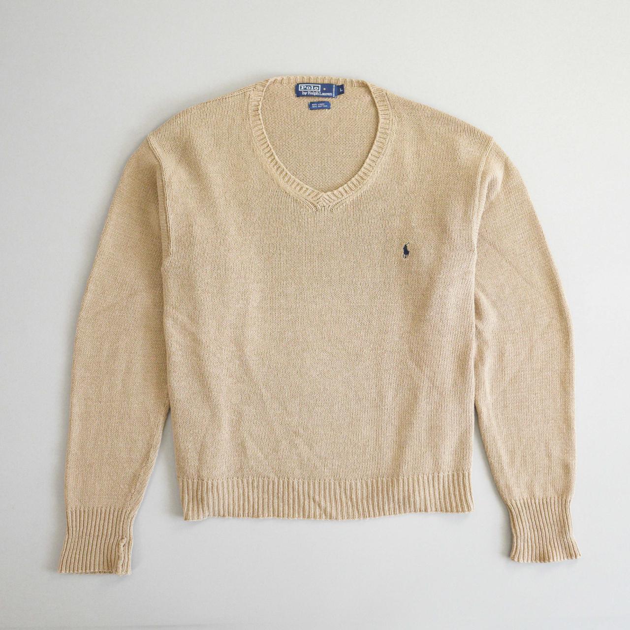 Polo Ralph Lauren Men's Cream and Tan Jumper | Depop