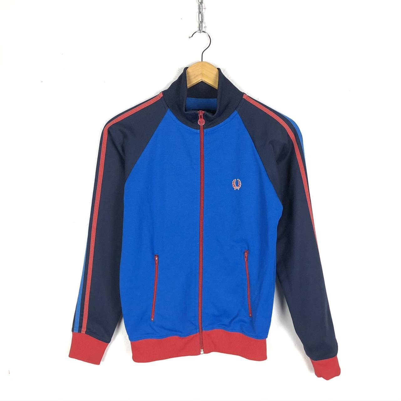 Fred Perry Men's Blue and Red Jacket | Depop