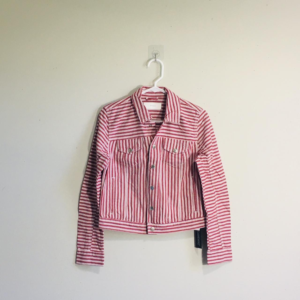 Blanknyc Railroad Striped Denim Trucker Jacket Small Depop