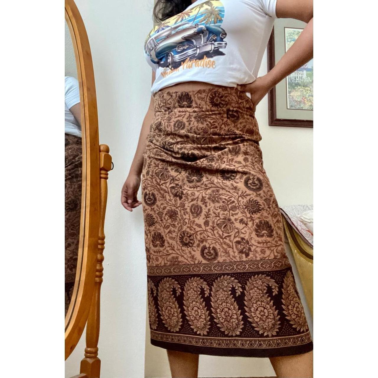 Beautiful brown midi skirt in a faux suede material.... - Depop