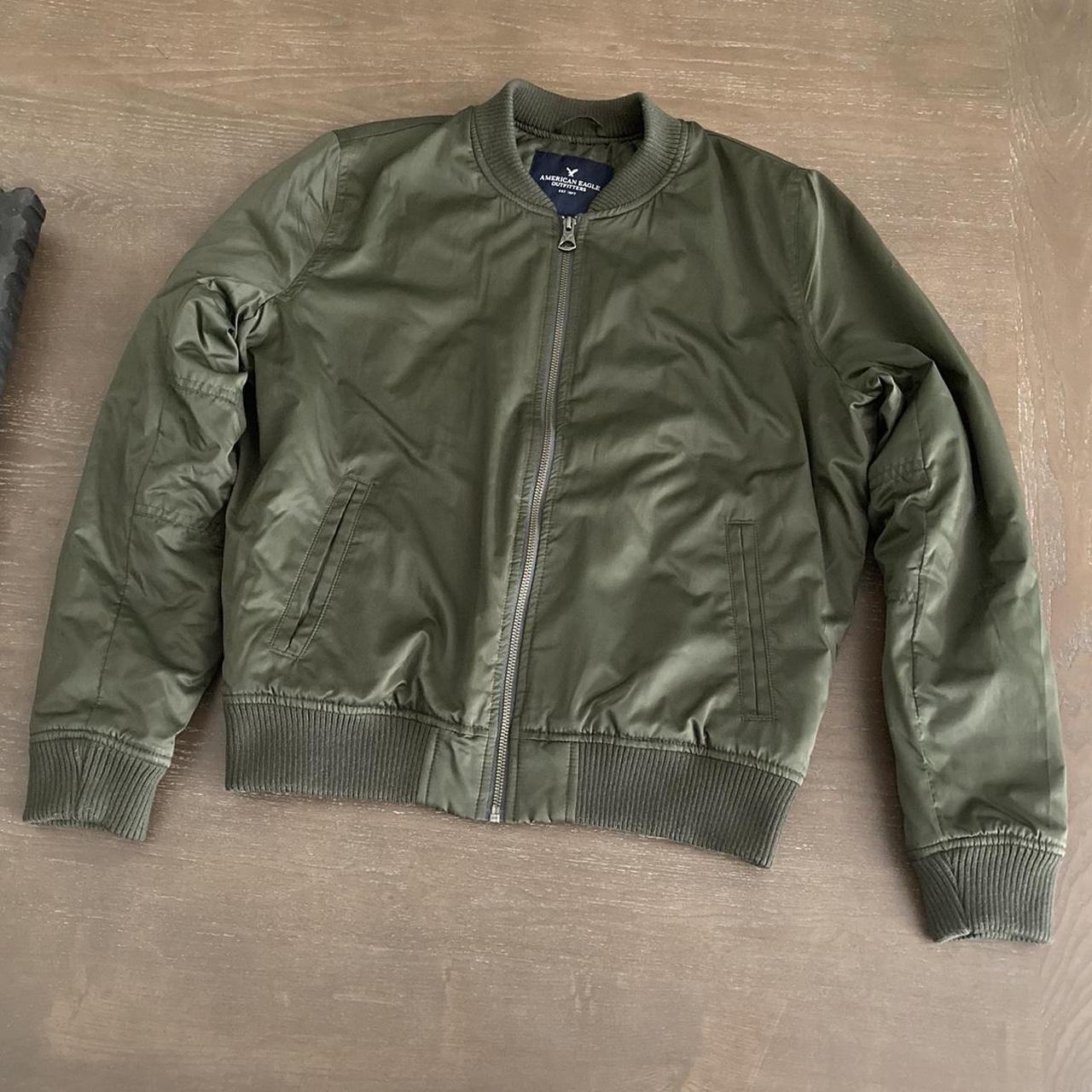 Green Bomber Jacket Really nice to layer over Depop