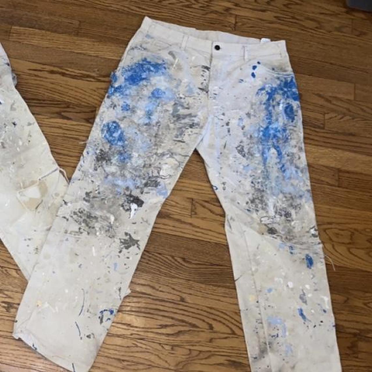 BUNDLE White Paint Splatter Dickies Work Pants In Depop   P0 